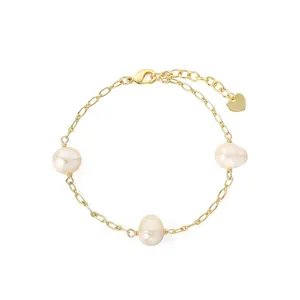 Großhandel Sterling Silber Frauen Mode unregelmäßige Süßwasser perlen Perlen zierliches Wasser hypo allergene Schmuck Armbänder