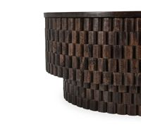 Table basse ronde en bois de luxe moderne avec structure en acier, facile à nettoyer, meubles de salon pour appartement