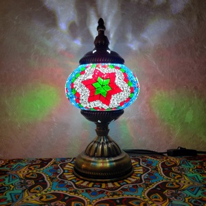 Tiffany masa lambası mozaik vitray mavi fas fener masa işıklar dekoratif el yapımı Tiffany aydınlatma - Product Image 6