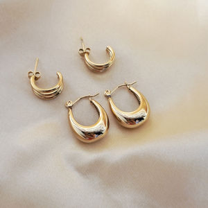 ต่างหูห่วงสแตนเลส MICCI ชุบทอง 18k PVD ต่างหูแฟชั่นสำหรับผู้หญิง ขายส่ง ต่างหูแบบคละแบบ - Product Image 4