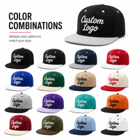 Topi Snapback 6 Panel Polos Bordir Custom, High Crown Flat Brim, Bahan Katun, Gaya Hip Hop Baseball untuk Pria Wanita Streetwear