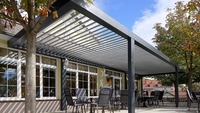 Pergolas De Metal Verre Mur Côtés Mur Monté Fer Motorisé 5 Coût Mètre Persienne Toit Pergolas-bioclimat Supports 6x6