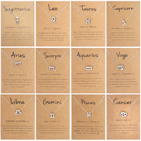Collier de signe du zodiaque de bijoux féminins de mode 12, collier d'horoscope de charme d'astrologie plaqué par or