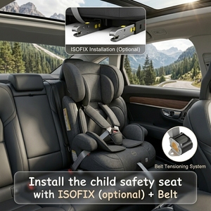 Siège auto Ogolee certifié ECE R129/03 I-Size Groupe 123, 76-150 cm, <span class=keywords><strong>rehausseur</strong></span> amovible, ISOFIX, capacité de charge 36 <span class=keywords><strong>kg</strong></span>, HDPE et tissu - Product Image 4