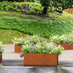 Jardinière rectangulaire en <span class=keywords><strong>acier</strong></span> <span class=keywords><strong>corten</strong></span> de style rustique jardinière basse en métal pour porche patio jardin décor commercial - Product Image 3