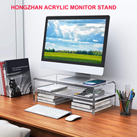 Support d'affichage portable en acrylique transparent, rehausseur de bureau en forme de U pour moniteur, ordinateur portable, objets de collection, présentoir de vente au détail, éclairage