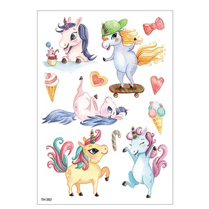 Ingrosso personaggio dei cartoni animati tatuaggi temporanei per bambini <span class=keywords><strong>unicorno</strong></span> tatuaggi di compleanno per bambini - Product Image 5