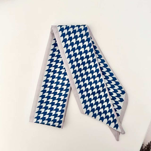 Sciarpa Sottile in Raso Effetto <span class=keywords><strong>Seta</strong></span> Blu Nebbia alla Moda, Stile Coreano, per Uso Quotidiano, <span class=keywords><strong>Foulard</strong></span>, Fascia per Capelli, Nastro per Borsa, MOQ Basso, Disponibile per Dropshipping - Product Image 5
