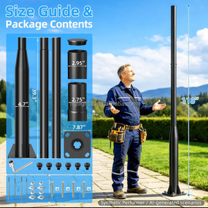 Lampadaire solaire extérieur de 3 mètres de haut avec ancrages en acier inclus pour patio, cour arrière et parking - Product Image 2