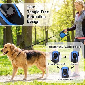 Laisse de chien réglable en nylon et fourrure solide pour l'extérieur, 5 m, durable, rétractable automatiquement, à libération rapide pour les petites races - Product Image 5