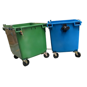 Cubo de basura municipal de 1100l con base de hierro reforzado, diseñado para la recolección de residuos de gran volumen, adecuado - Product Image 2