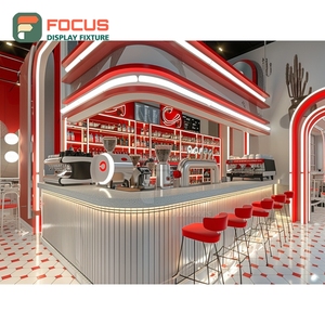 Luxury Cafe Service Counter Black Walnut Finish Syrup Bottle Display Area Storefront Service Counter - Product Image 6