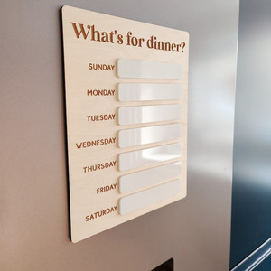 Pizarra blanca de borrado en seco grabada con láser personalizada para hacer la lista planificador de comidas semanal de madera con imanes - Product Image 3