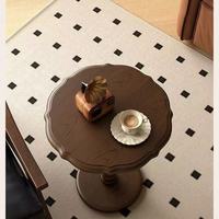 Table basse ronde en bois massif antique, meubles de salon, petit appartement, balcon, table d'appoint rétro pour canapé