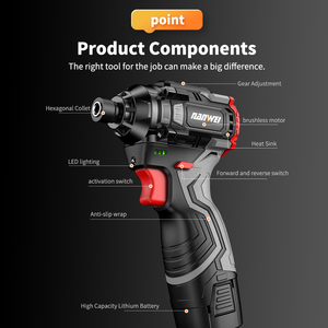 Llave <span class=keywords><strong>de</strong></span> Impacto Inalámbrica Eléctrica con Batería <span class=keywords><strong>de</strong></span> Litio <span class=keywords><strong>de</strong></span> 16 V Nanwei, 140 N/m <span class=keywords><strong>de</strong></span> Potencia, Destornillador Multifuncional <span class=keywords><strong>de</strong></span> Grado Industrial - Product Image 2