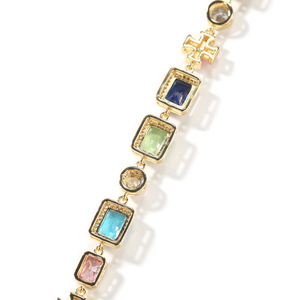 Lateefah Hip Hop Link Chain Cobre Colorido Gemstone Multicolor Cruz Diamante Colar - Product Image 6