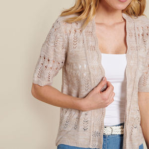 HD5373011 OEM 베스트 셀러 숙녀 파인 게이지 Openwork 레이스 효과 니트 카디건 유행 멋진 니트 필수 여름 볼레로 으 - Product Image 3