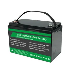 深循环12v 100Ah Bms保护太阳能系统高尔夫球车摩托车Lifepo4锂电池