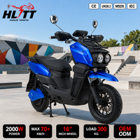 Moto électrique CE 2000W 72V avec batterie au plomb-acide, vitesse maximale de 70 km/h, scooter électrique de course à haute performance