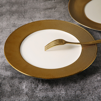 WEIYE 2025 NOUVEAU Design Luxe Style Dubaï Assiette de Présentation Dorée Décorative Ronde à Rayures Dorées