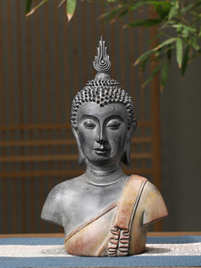 Decoración Artesanal de Resina con Ojos Cerrados, Estilo Budista, Escultura Religiosa para Jardín Exterior, Estatua de Buda de Medio Cuerpo - Product Image 3