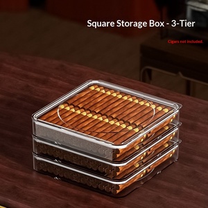 Caja de Almacenamiento para Cigarros de PET con Tapa Transparente y Asas Marrones para Organización de Cigarros - Product Image 2