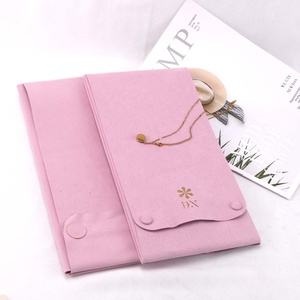 Custom Gold Stamping Microfiber Jewelry Display Luxury Suede Microfiber Necklace Earring Jewelry Pouch With Insert <b>Card</b> Pad - Product Image 2