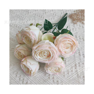 Bouquet de roses artificielles Jinxi à 7 têtes, fleurs en soie pour décorations de mariage et de maison - Product Image 5