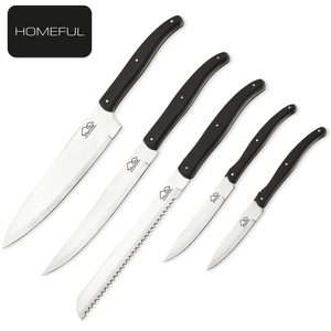 طقم سكاكين مطبخ مخصص من <span class=keywords><strong>5</strong></span> قطع، مصنوع من الفولاذ المقاوم للصدأ 420، طراز لاجويول مع حامل ومقابض من البلاستيك ABS لتقطيع اللحوم - Product Image 3