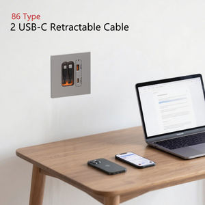 Ổ cắm sạc nhanh <span class=keywords><strong>USB</strong></span> 12W 20W với dây sạc thu gọn, 2 cổng <span class=keywords><strong>USB</strong></span> C, ổ cắm tường đa năng với mặt kính <span class=keywords><strong>USB</strong></span> dành cho văn phòng và gia đình - Product Image 4