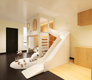 Camas Infantiles de Lujo con Materiales Ecológicos, Muebles de Dormitorio, Camas <span class=keywords><strong>Montessori</strong></span> con Tobogán en Forma de Arco y Armario de Almacenamiento - Product Image 2