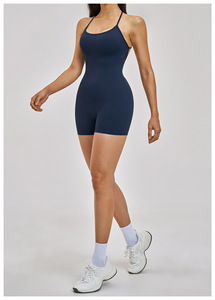 Mono deportivo personalizado de una pieza sin espalda, enterizo deportivo al por mayor, mono corto de yoga para mujer - Product Image 3