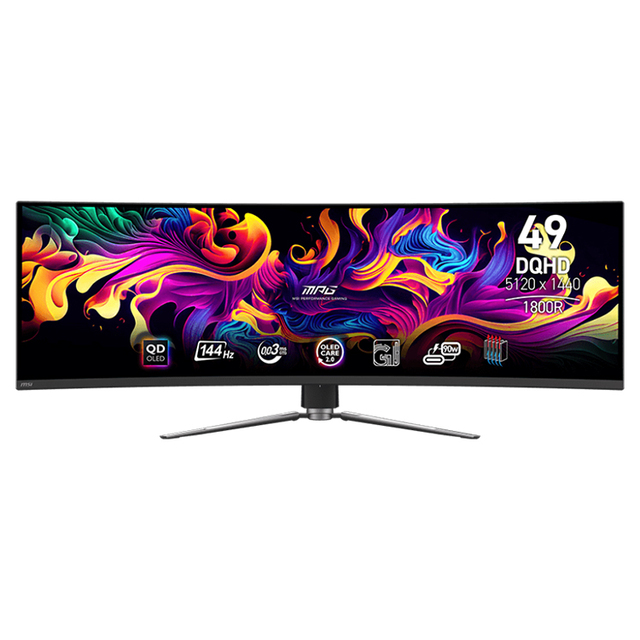 MSI MPG 491CQP QD-OLED 49 Inch 4K Curved Monitor with 5120 X 1440 (DQHD) Panel Resolution 144Hz Refresh Rate Desktop Monitor