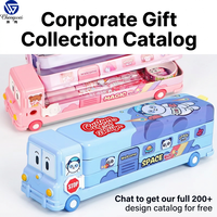 Boîte à crayons multifonctionnelle pour enfants, imprimée par sublimation métallique, en forme de bus scolaire, à trois étages, pour garçons