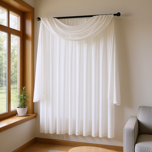 Cortina Sólida Transparente con Ojales, 100% Poliéster, Estilo Clásico para Ventana de Sala de Estar - Product Image 2