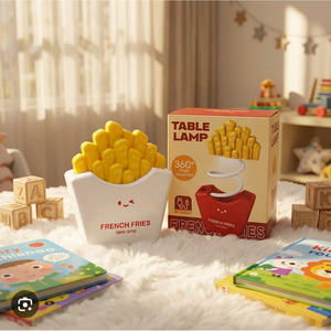 Cute French Fries Night Light USB <b>Rechargeable</b> <b>Table</b> <b>Lamp</b> 360 Degree Adjustable Plastic Bedside Desk Light Cute French Fries Nig - Product Image 6