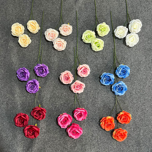 Flor Artificial de Seda, Rosa de 3 Cabezas, Realista, para Decoración de Bodas y Hogar - Product Image 2