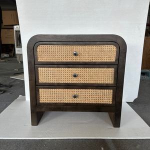 Cómoda de Estilo Nórdico con Acabado en Madera de Sauce y Asa de Hierro, Mesita de Noche para Dormitorio - Product Image 2