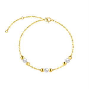 Yfn Thiết Kế Đồ Trang Sức 7 + 2 Inch 14K Rắn Dây Chuyền Vàng 4Mm Hạt Vàng 8Mm Ngọc Trai Nước Ngọt Chuỗi Vòng Đeo Tay - Product Image 6