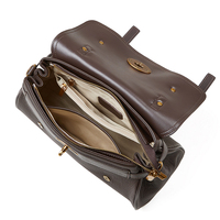 Sac fourre-tout classique en cuir véritable style Boston avec poignée tressée, fermeture à rabat, imperméable, grande capacité pour femmes