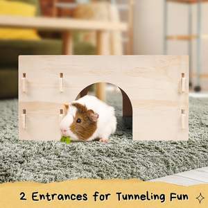 Casas para mascotas, escondite de conejillo de indias de madera con comedero de heno, alfombrilla absorbente, <span class=keywords><strong>Castillo</strong></span> de cabaña de ventana múltiple para <span class=keywords><strong>Chinchilla</strong></span>, conejo ENANO - Product Image 3