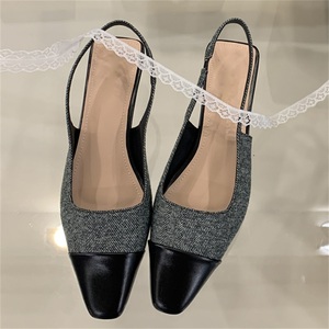 XSD High-End Custom Women's Summer Sandals European American Black White Low-Heeled <b>Mules</b> <b>Closed</b>-<b>Toe</b> High Top Comfortable Design - Product Image 2