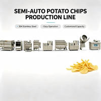 Aardappelchips productielijn, semi-automatische productie van frites, kleine schaal, prijs, machine voor het maken van Franse aardappelchips