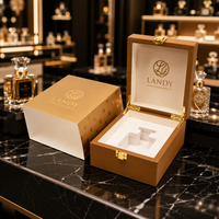 Boîte cadeau en bois MDF de luxe avec logo personnalisé, finition brillante, doublure en cuir noir, pour emballage de parfum, étui pour bougie Attar arabe