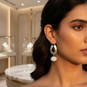 Pendientes de gota en forma de lágrima plateados para mujer con perlas de imitación, joyería de fiesta estilo bohemio - Product Image 2
