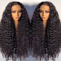 Perruque en cheveux humains naturels bouclés birmans, avec dentelle frontale complète, 40 pouces, ondulations profondes lâches, frontale HD, longue, pour femmes noires