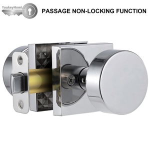 YoukeyHomi Hot Selling All-Function Entrance Keyed Privacy Passage <strong>Dummy</strong> Square <strong>Door</strong> <strong>Knob</strong> Handle Lock Polished Bright <strong>Chrome</strong> - Product Image 4