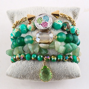 Conjunto de pulsera elástica con piedras preciosas naturales para <span class=keywords><strong>mujer</strong></span>, pulsera elástica con piedras de imitación, a la moda - Product Image 1