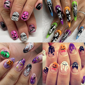 <span class=keywords><strong>Uñas</strong></span> Postizas Acrílicas con Diseño <span class=keywords><strong>de</strong></span> Telaraña y Fantasma Estilo Francés para <span class=keywords><strong>Halloween</strong></span>, Forma <span class=keywords><strong>de</strong></span> Ataúd Largo, Venta al Por Mayor - Product Image 3