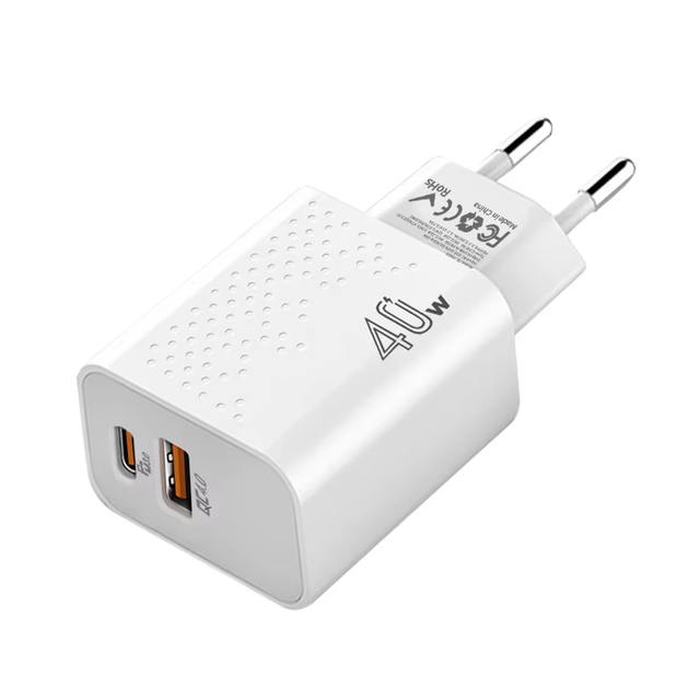40W Dual Port USB-C Wall Charger PD QC4.0 Fast Charging Power Adapter EU Plug for Phone Tablet Lap